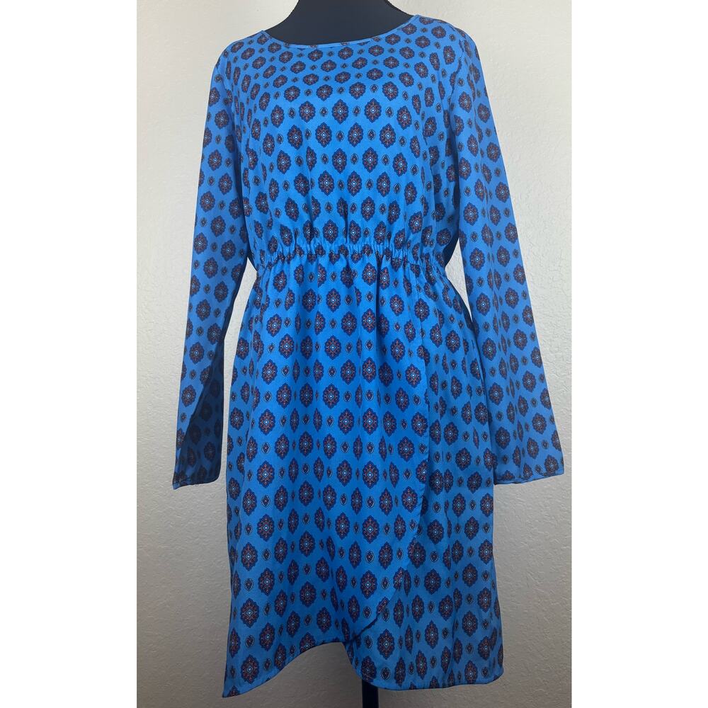 J.Crew Blue Medallion Faux Wrap Dress Size 6